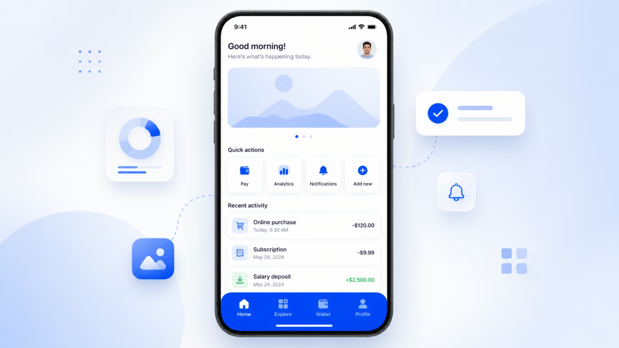 Clean mobile app with a well-designed navigation pattern